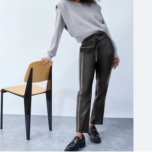 Aritzia Babaton Vegan Leather Belted Pants - Size 10